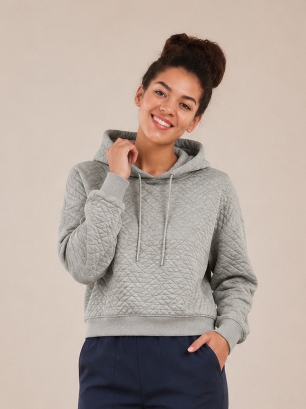 RBX Quilted Crewneck Hoodie - Light Gray/Green